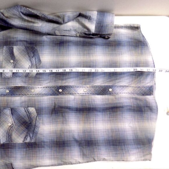 Cowboy Legend Men’s Western Gray Plaid Long Sleeve Pearl Snap Shirt – Size: L - Picture 5 of 10